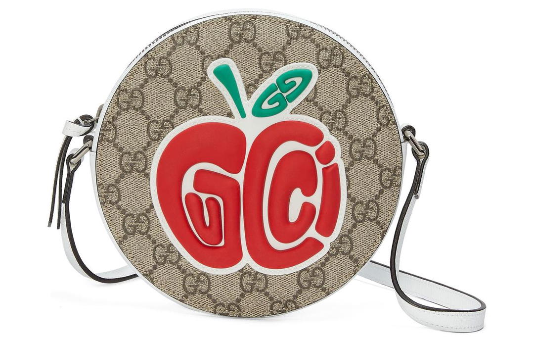 Gucci Gucci Canvas With Leather Shoulder Bag Crossbody Bag Kids' Ivory White With Brown And Red Accents