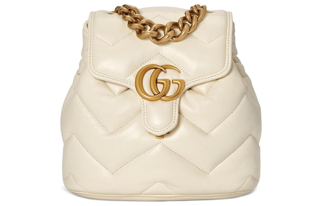 Gucci Gucci GG Marmont Quilted V-Shaped Leather Backpack Women's White