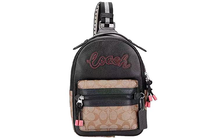 Coach Coach Graham Canvas Artificial Leather Crossbody Bag Medium Size Women's Black & Multicolor