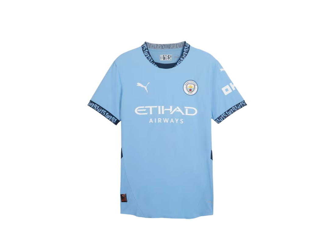Puma Puma Authentic Manchester City Home T-Shirt Light Blue And Marine Blue