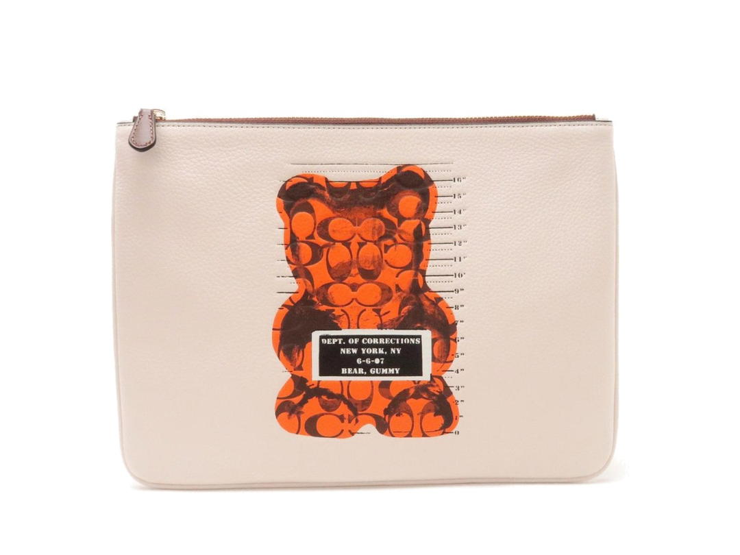 Coach Coach Wristlet Pebbled Leather Clutch White