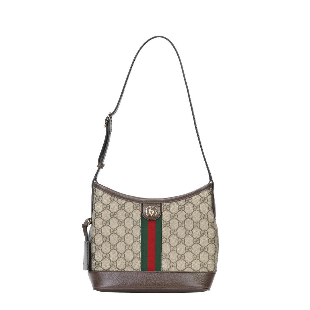 Gucci Gucci Ophidia Fabric With Leather Bucket Bags Crossbody Bag Shoulder Bag Small Size Women's Beige & Ebony