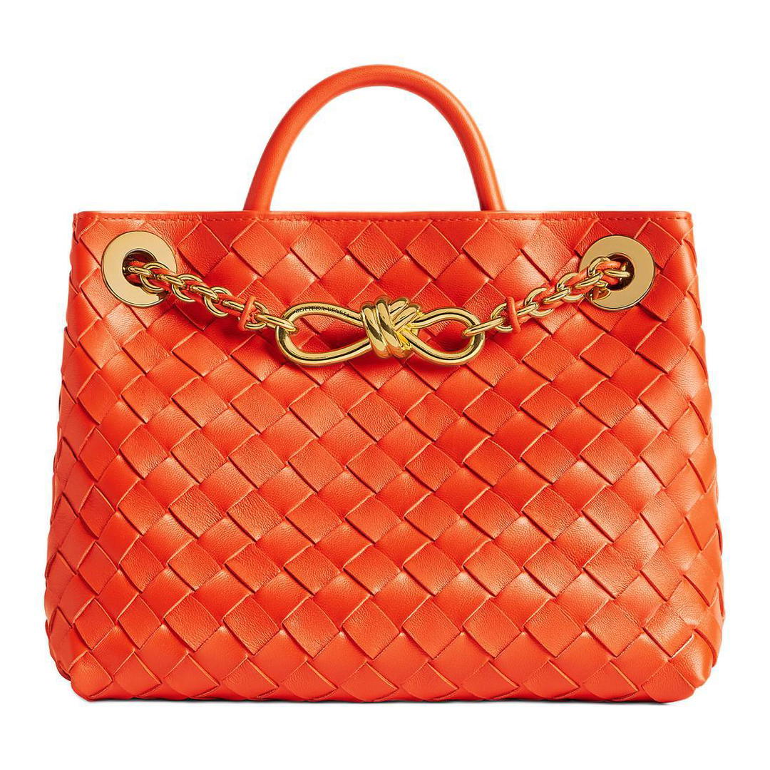 Bottega Veneta Bottega Veneta Andiamo Series Lambskin Shoulder Bag Crossbody Bag Handbag Small Size Women's Orange
