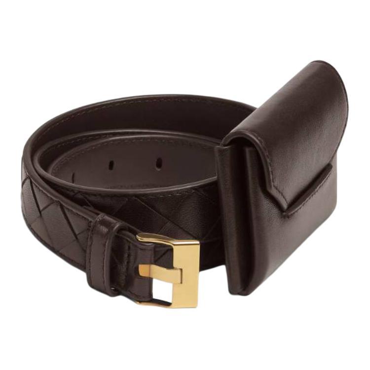 Bottega Veneta Bottega Veneta Calfskin Leather Belts Women's Brown Width: 2.5CM