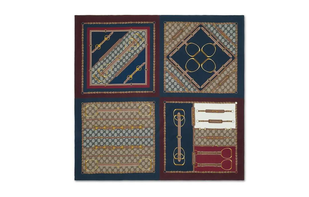 Gucci Gucci Silk Scarves Women's Red Brown