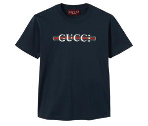 Buy Gucci Printed Cotton Jersey T-shirt Navy at Sasom – Authentic and Ready to Ship