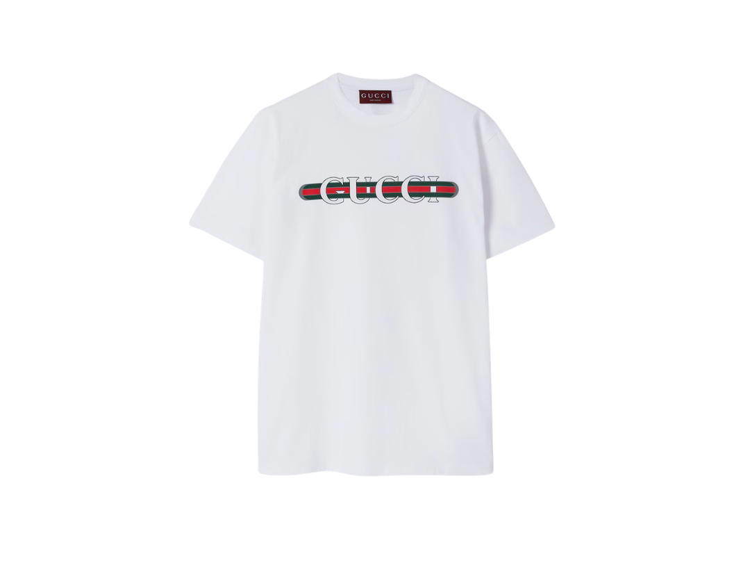 Gucci Gucci Printed Cotton Jersey T-shirt White