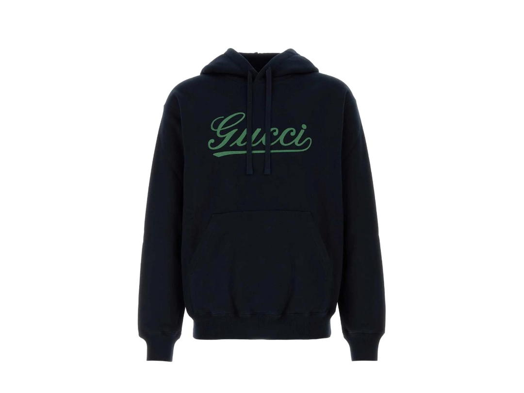 Gucci Gucci Script Logo Hoodie Navy