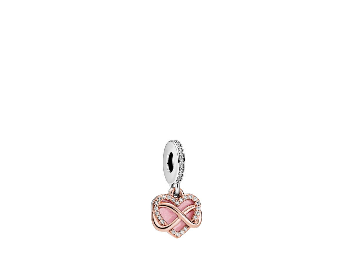 Pandora Pandora Sparkling Infinity Heart Dangle Charm Pink