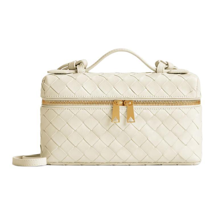 Bottega Veneta Bottega Veneta Intrecciato Calfskin Makeup Bag Women's Sea Salt Color