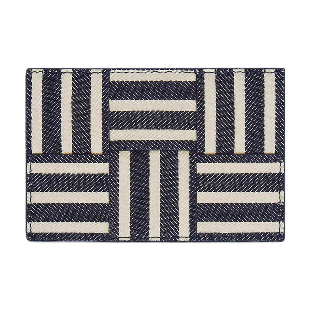 Bottega Veneta Bottega Veneta Cotton Card Holder Men's Marine Blue & White