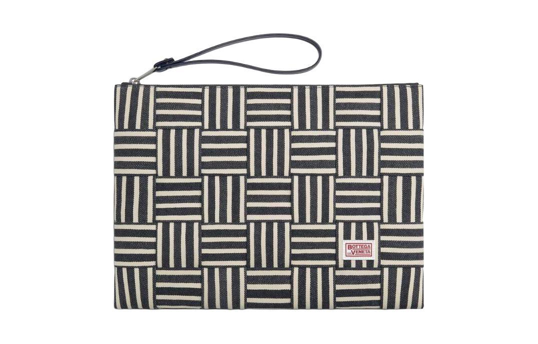 Bottega Veneta Bottega Veneta Cotton Clutch Large Size Men's Marine Blue & White