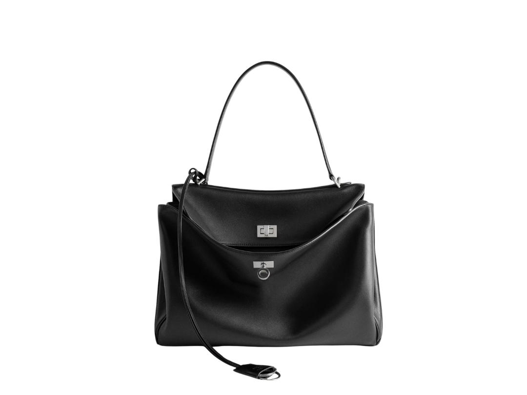 Balenciaga Balenciaga Rodeo Medium Handbag In Black Smooth Calfskin Aged-Silver Hardware