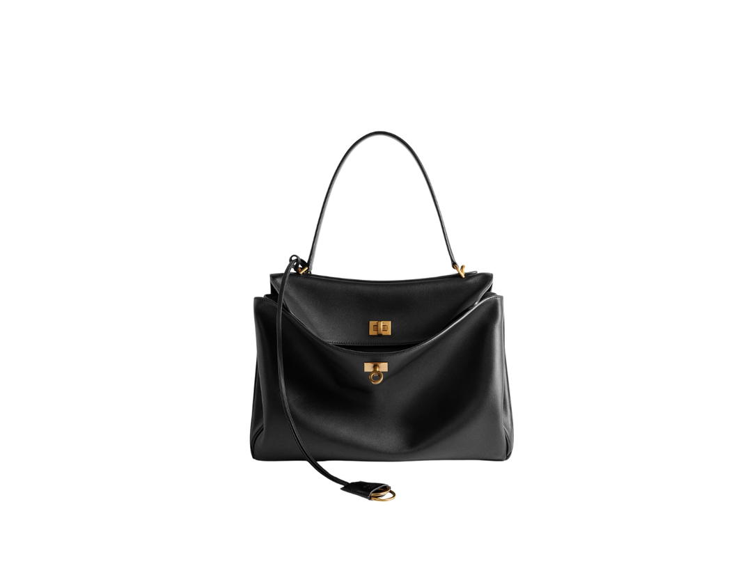 Balenciaga Balenciaga Rodeo Medium Handbag In Black Smooth Calfskin Aged-Gold Hardware