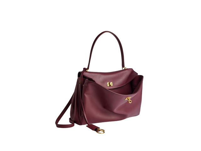 Balenciaga Balenciaga Rodeo Medium Handbag In Dark Burgundy Smooth Calfskin Aged-Gold Hardware - view 2