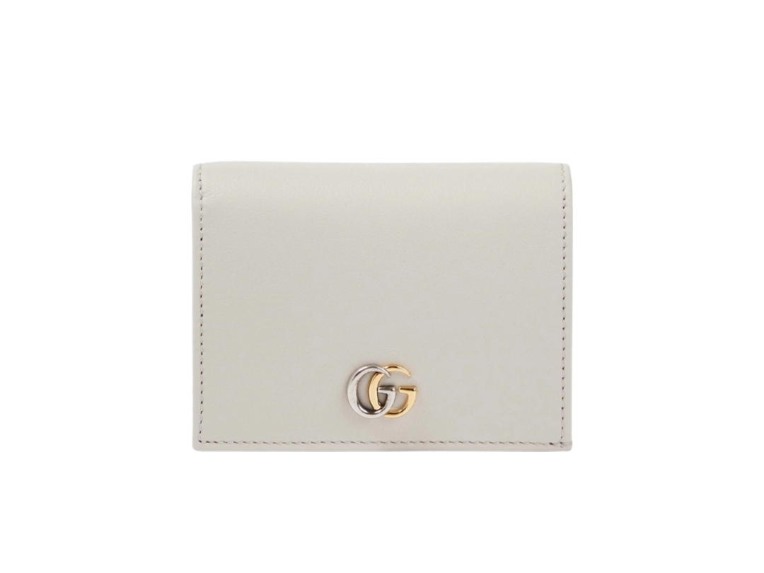 Gucci Gucci GG Marmont Card Case Wallet Light Gray Leather