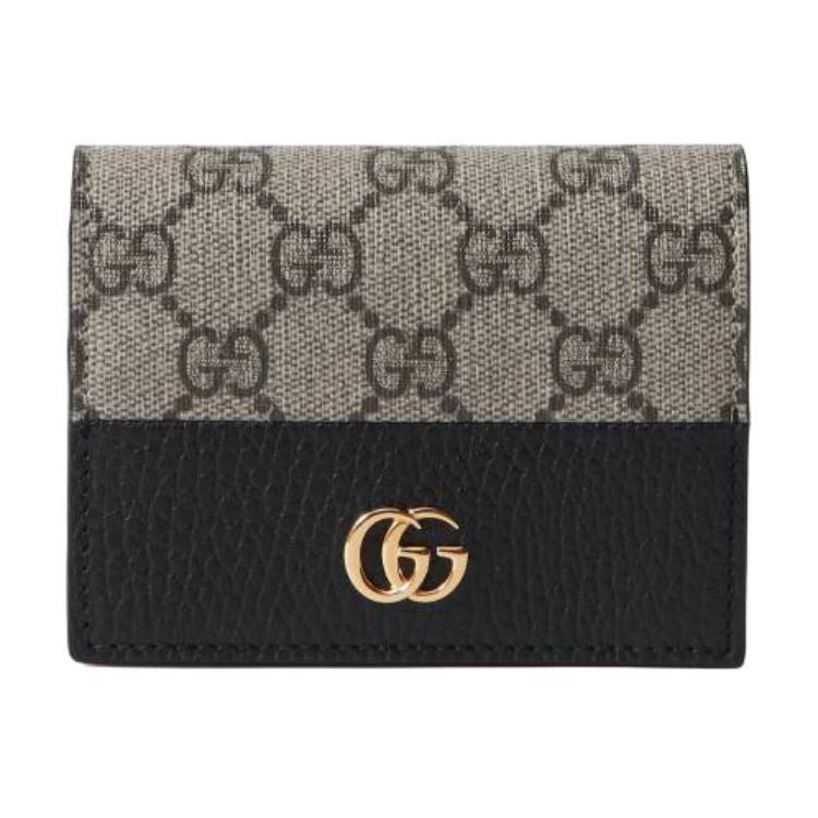 Gucci Gucci GG Marmont Canvas Card Holder Regular Women's Gray Black