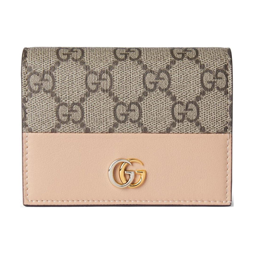 Gucci Gucci GG Marmont Canvas With Leather Card Holder Women's Ebony