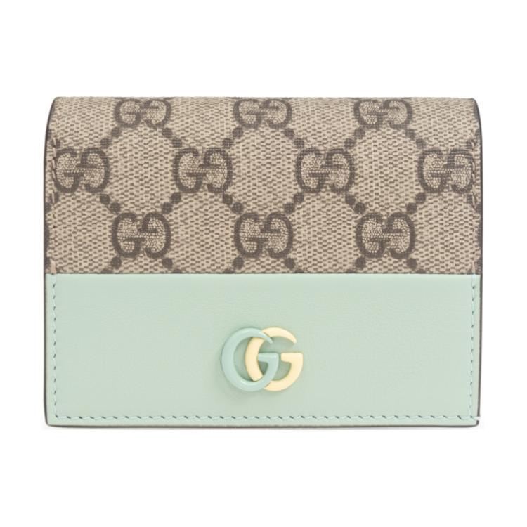 Gucci Gucci GG Marmont Canvas Card Holder Women's Ebony & Light Green