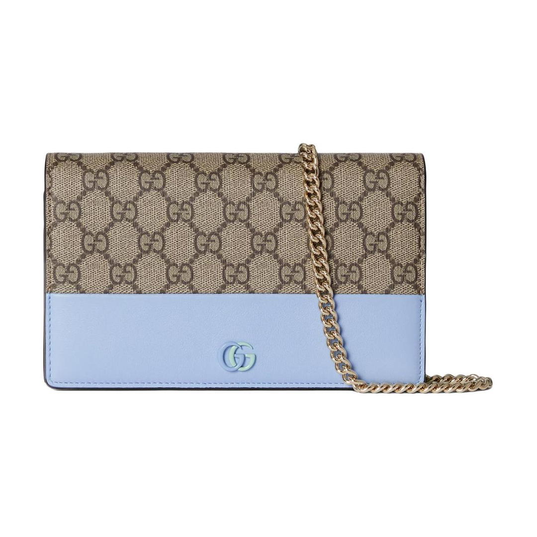 Gucci Gucci GG Marmont Supreme Canvas With Leather Trim Shoulder Bag Crossbody Bag Wallet Women's Ebony & Light Purple