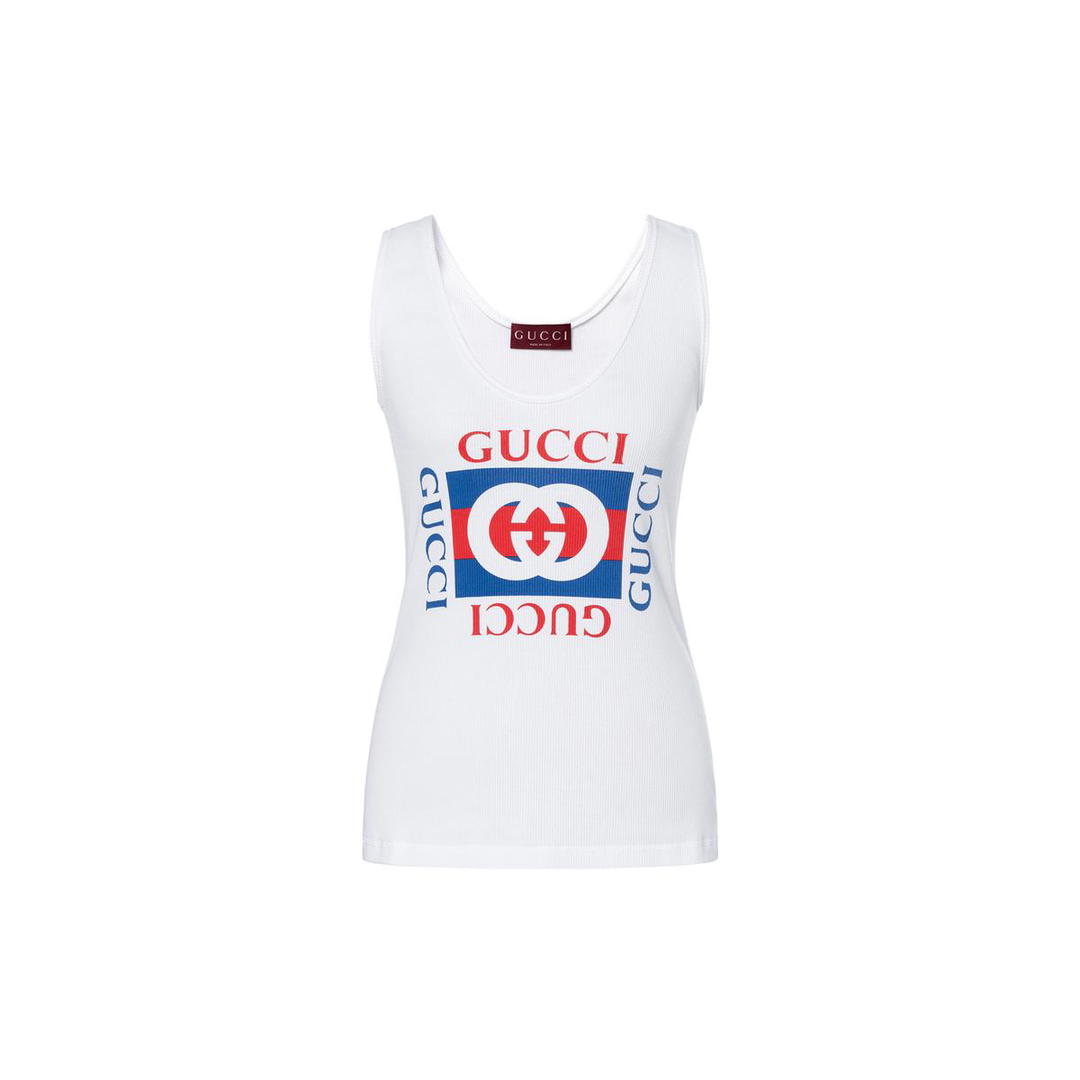 Gucci Gucci Logo Printed Ribbed Tank Top