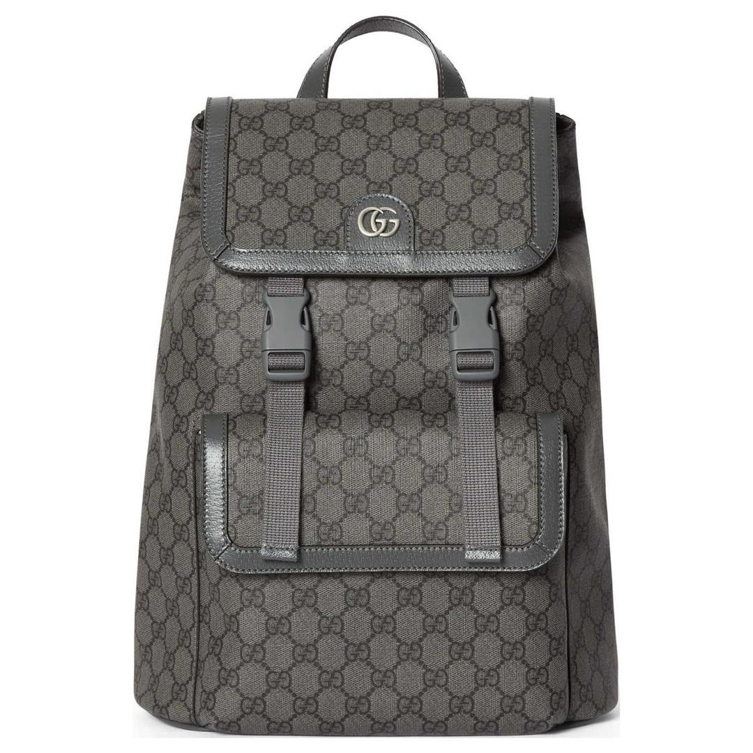 Gucci Gucci Ophidia Canvas With Leather Binding Backpack Small Size Men's Gray & Black