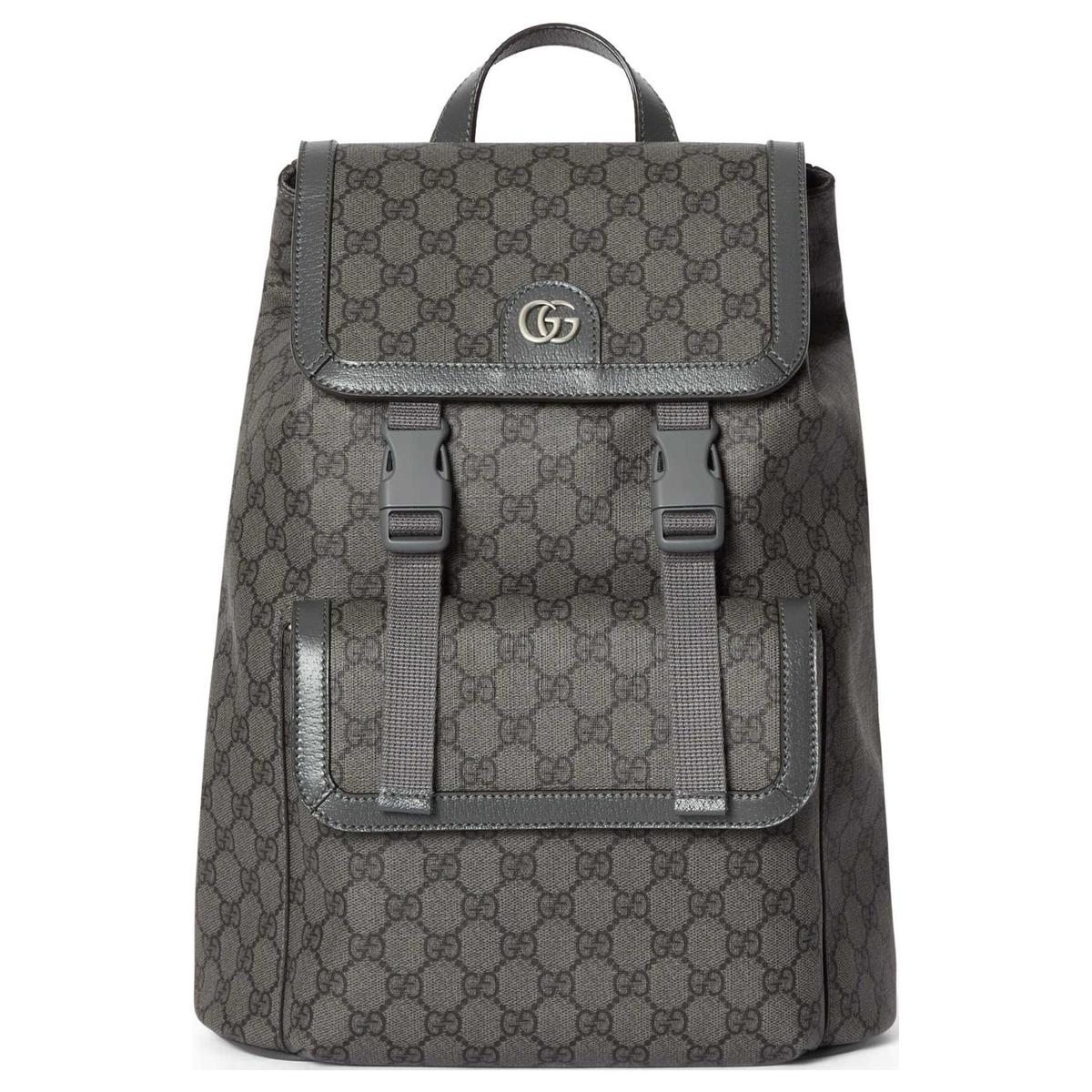 Gucci Gucci Ophidia Canvas With Leather Binding Backpack Small Size Men's Gray & Black