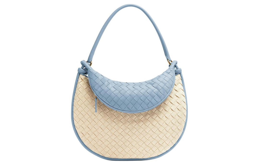 Bottega Veneta Bottega Veneta Intrecciato Canvas Handbag, Shoulder Bag Women's Natural & Ice Blue