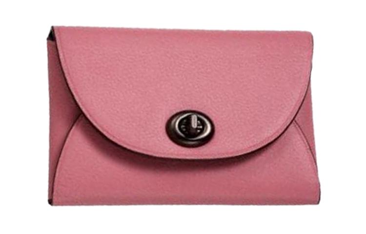 Coach Coach Card Case Calfskin Card Holder Women's Pink