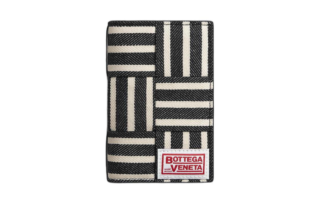 Bottega Veneta Bottega Veneta Cotton Card Holder Men's Marine Blue & White
