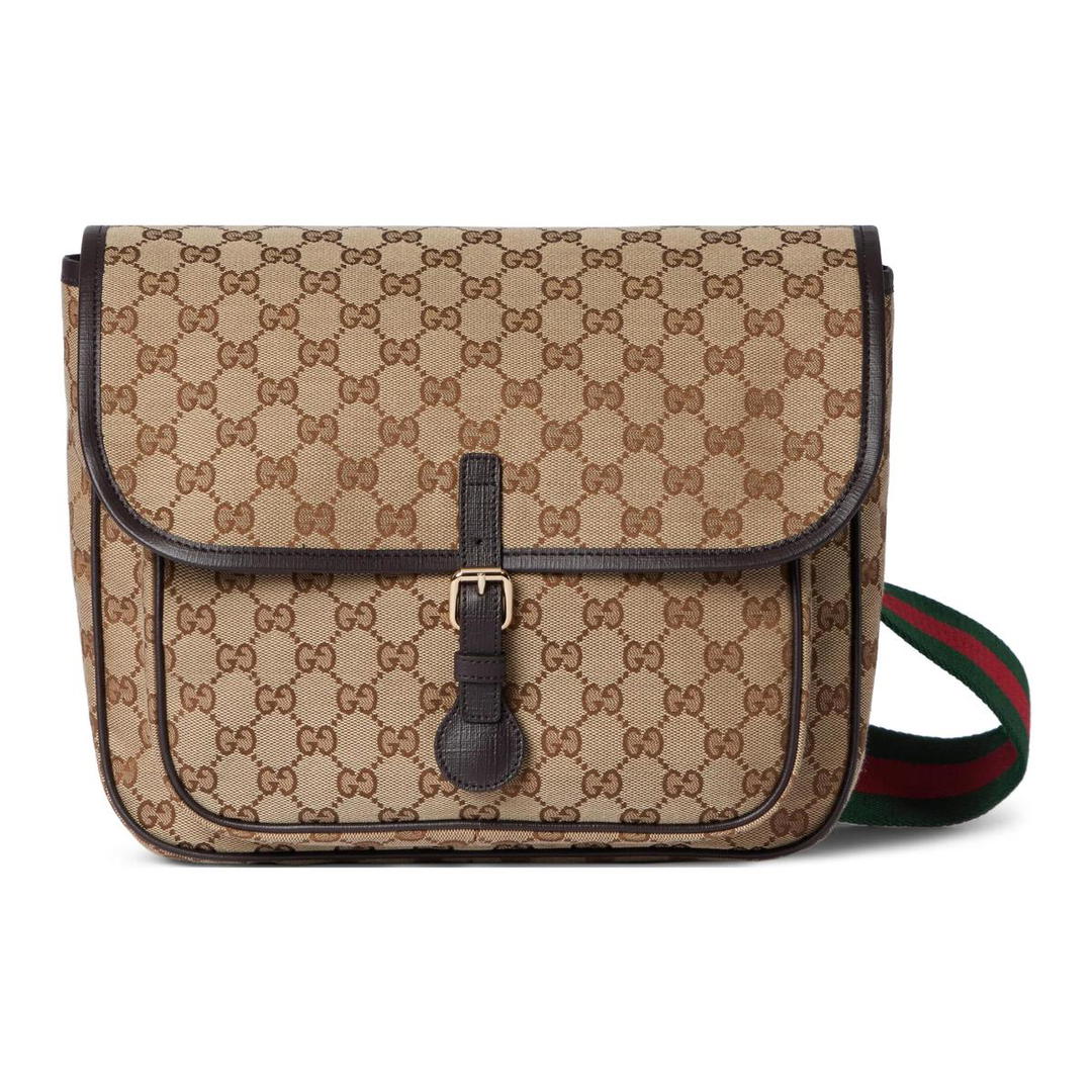 Gucci Gucci Canvas Messenger Bag Crossbody Bag Shoulder Bag Kids' Beige & Dark Brown
