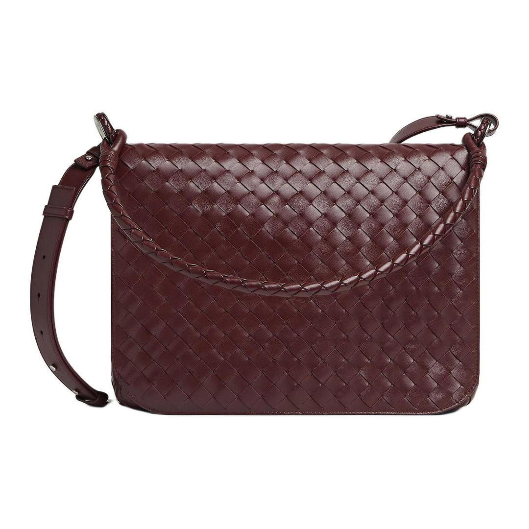 Bottega Veneta Bottega Veneta Intrecciato Calfskin Messenger Bag Shoulder Bag Crossbody Bag Men's Hibiscus Brown