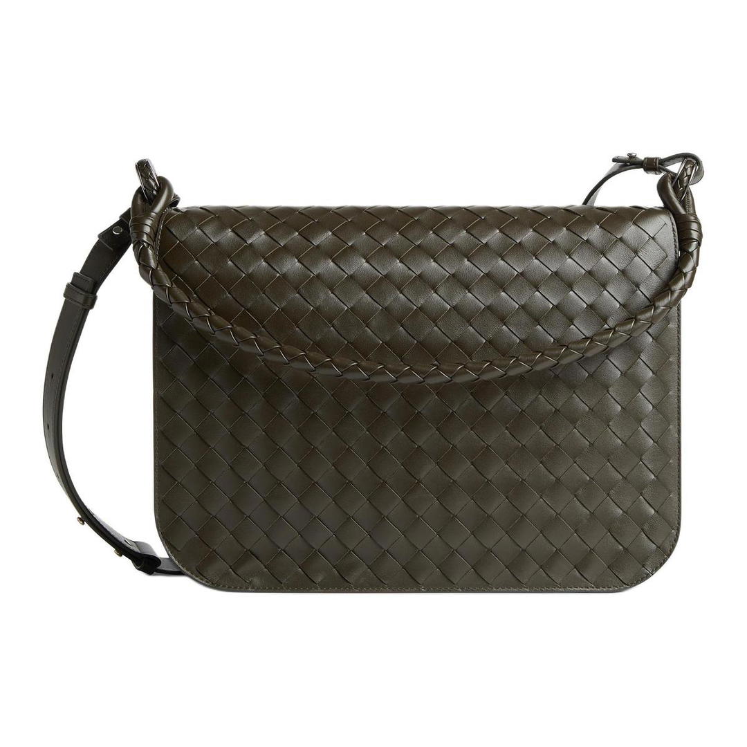 Bottega Veneta Bottega Veneta Calfskin Messenger Bag Shoulder Bag Crossbody Bag Men's Dark Brown