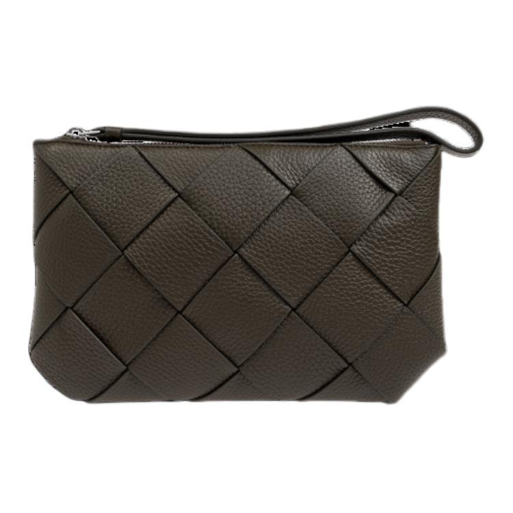 Bottega Veneta Bottega Veneta Grained Leather Clutch Men's Dark Green