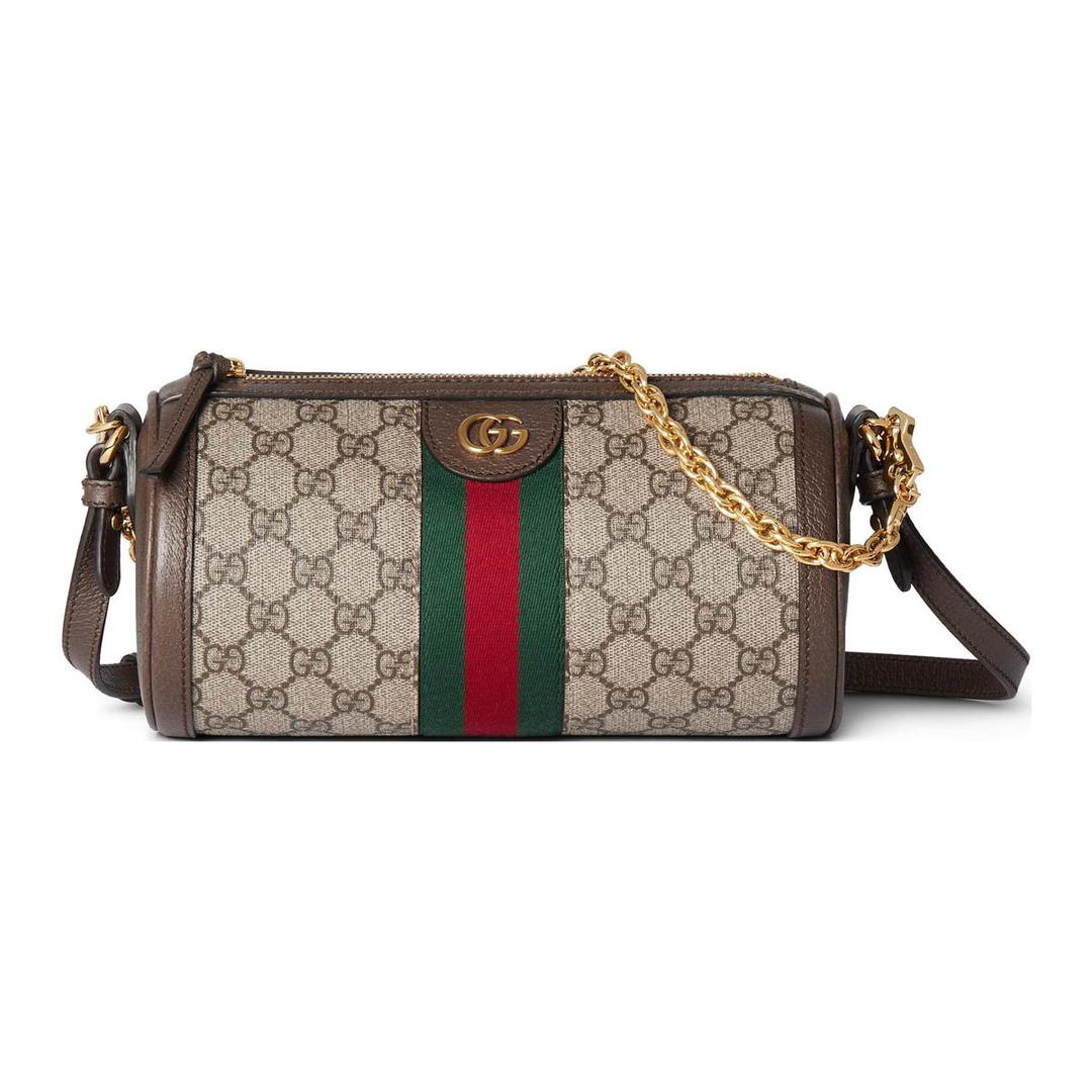 Gucci Gucci Ophidia Canvas With Leather Binding Canvas Bag Crossbody Bag Shoulder Bag Women's Beige & Ebony