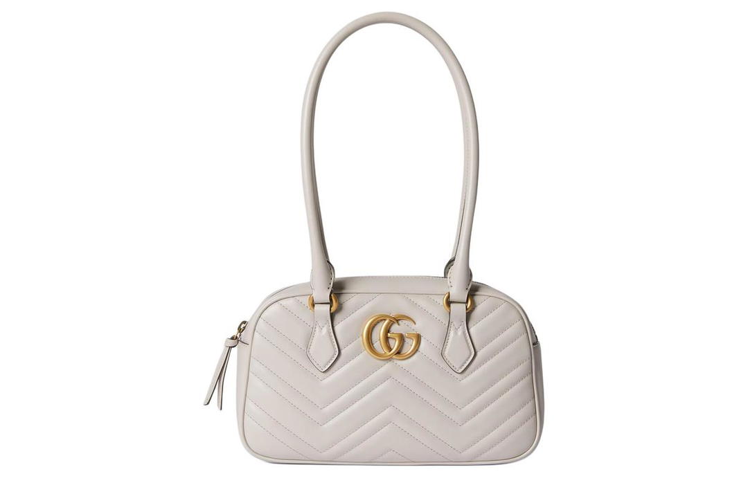 Gucci Gucci GG Marmont Leather One Shoulder Handbags Small Size Women's Light Gray