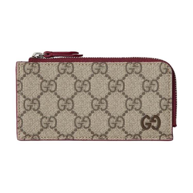 Gucci Gucci Canvas Card Holder Men's Beige & Ebony