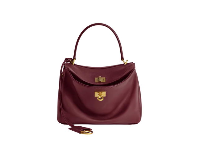 Balenciaga Balenciaga Rodeo Mini Handbag In Dark Burgundy Smooth Calfskin Aged-Gold Hardware - view 1