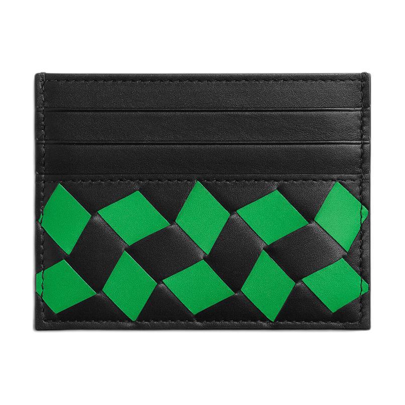 Bottega Veneta Bottega Veneta Calfskin Card Holder Men's Black & Green