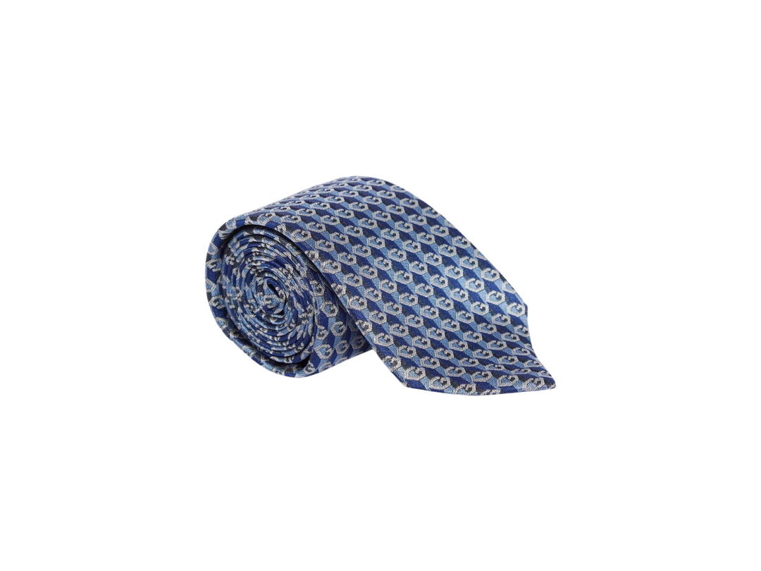 Gucci Gucci Geometric G Silk Jacquard Tie Blue