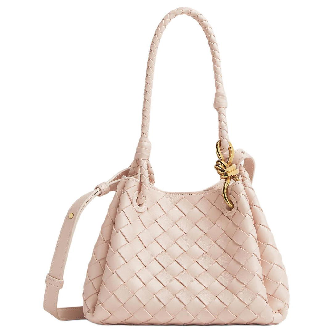 Bottega Veneta Bottega Veneta Sheepskin Portable Crossbody Bag Shoulder Bag Small Size Women's Carved Pink