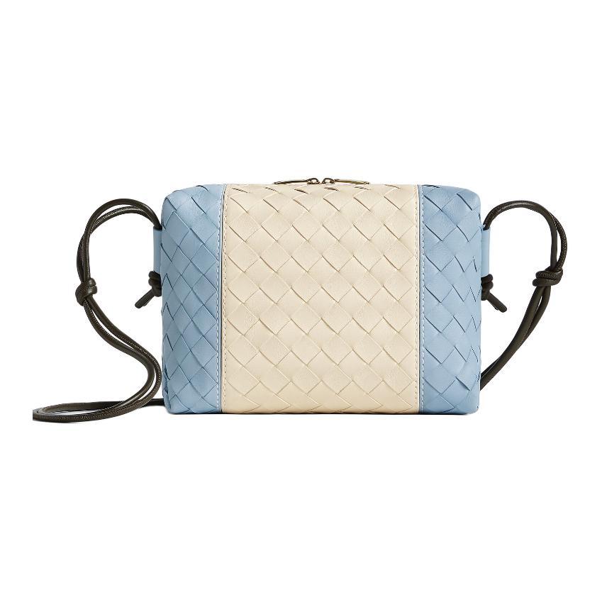 Bottega Veneta Bottega Veneta Lambskin Camera Bag, Shoulder Bag, Crossbody Bag Small Size Women's Sea Salt White & Ice Blue