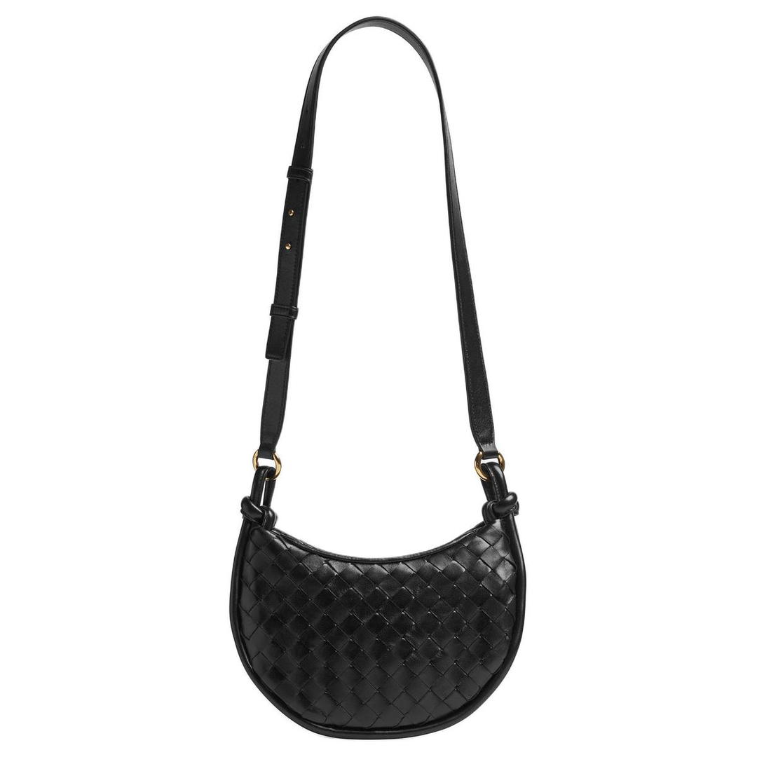 Bottega Veneta Bottega Veneta Sheepskin Crescent Bag Shoulder Bag Crossbody Bag Small Size Women's Black