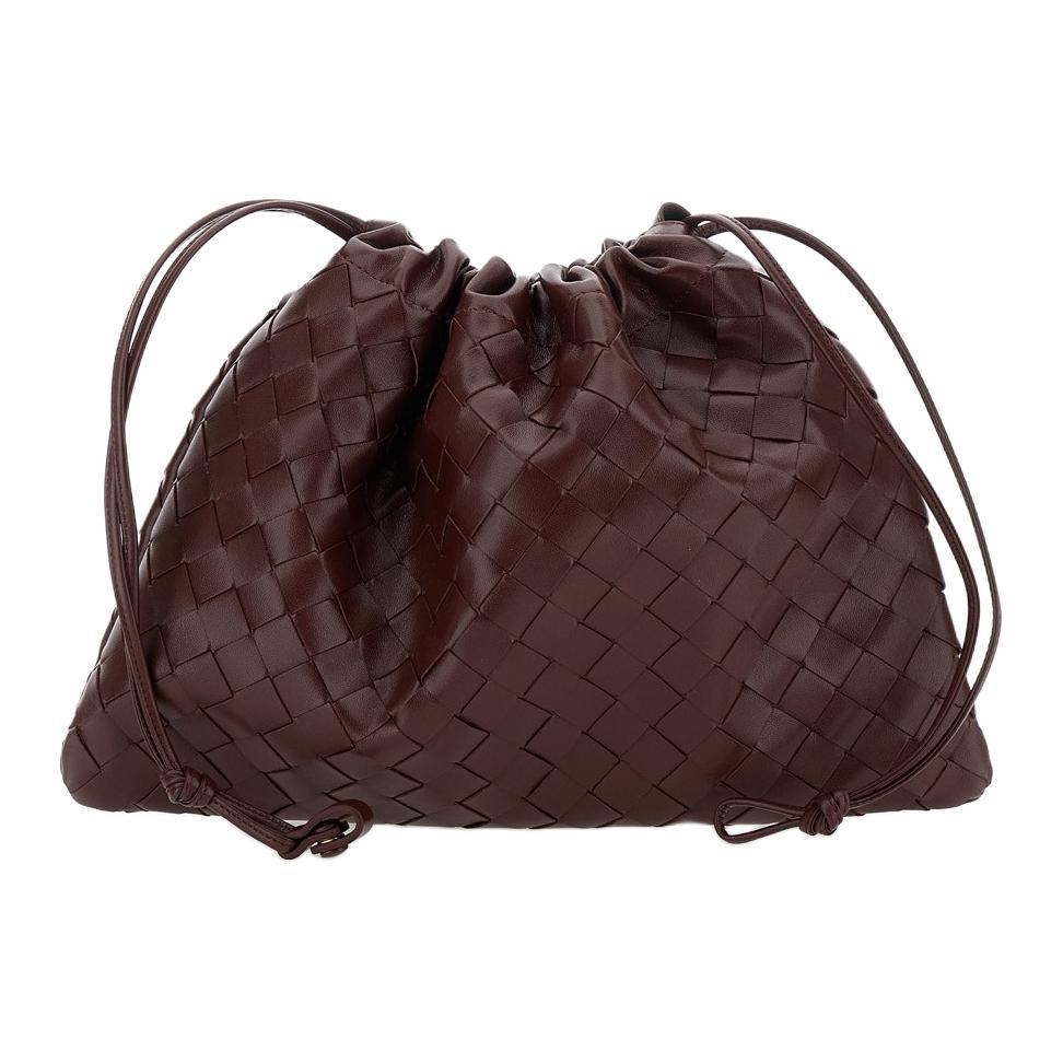 Bottega Veneta Bottega Veneta Intrecciato Calfskin Crossbody Bag Shoulder Bag Women's Bordeaux Red