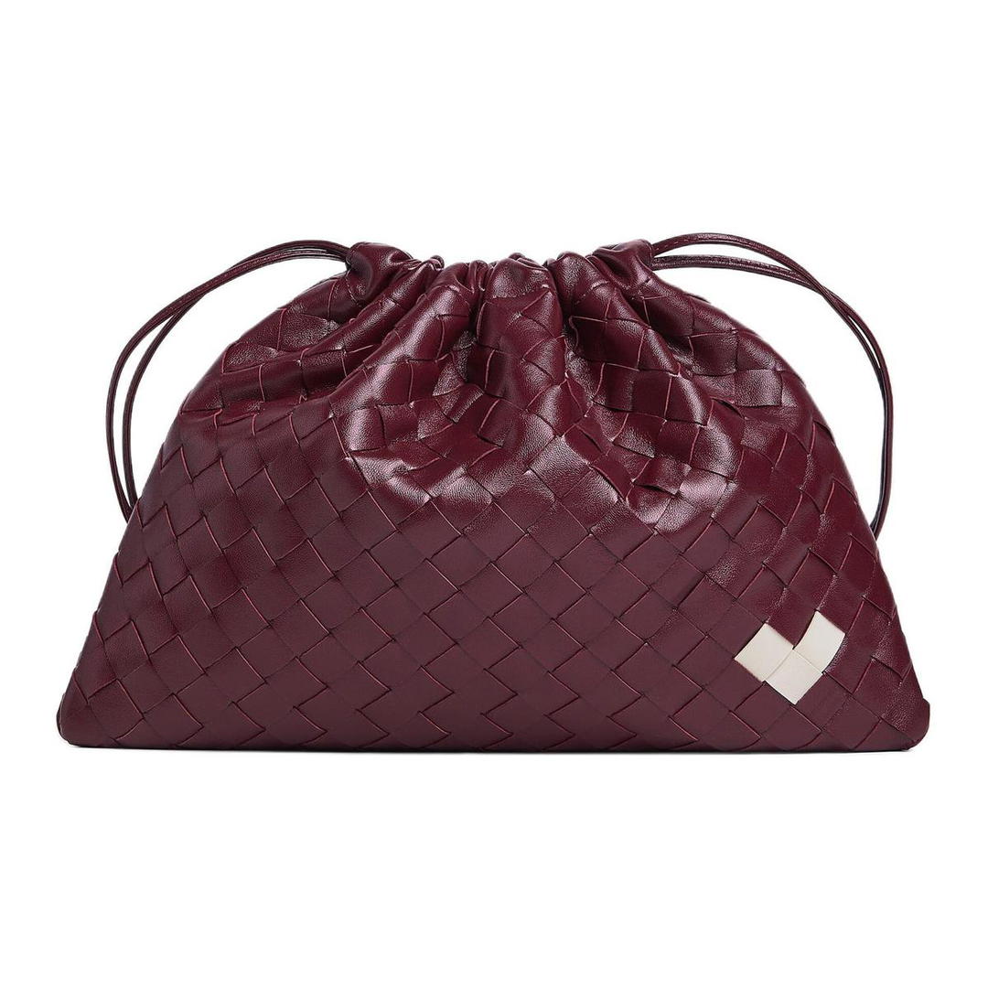 Bottega Veneta Bottega Veneta Cow Leather Shoulder Bag Women's Barolo Burgundy & Chalk White