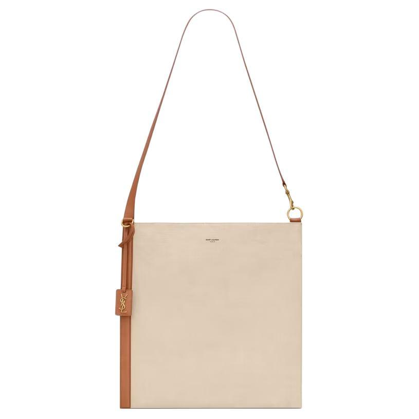 Saint Laurent Saint Laurent Canvas With Leather And Cotton Calfskin Tote Bag Shopping Bag Shoulder Bags Women's Sand