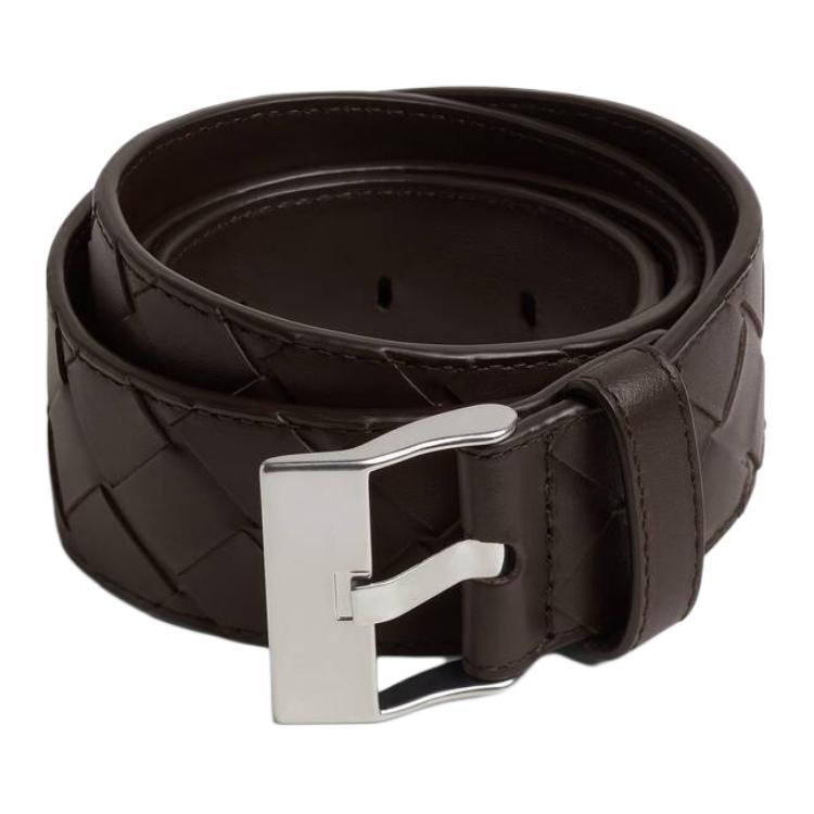 Bottega Veneta Bottega Veneta Calfskin Leather Belts Men's Black Width 3.5CM