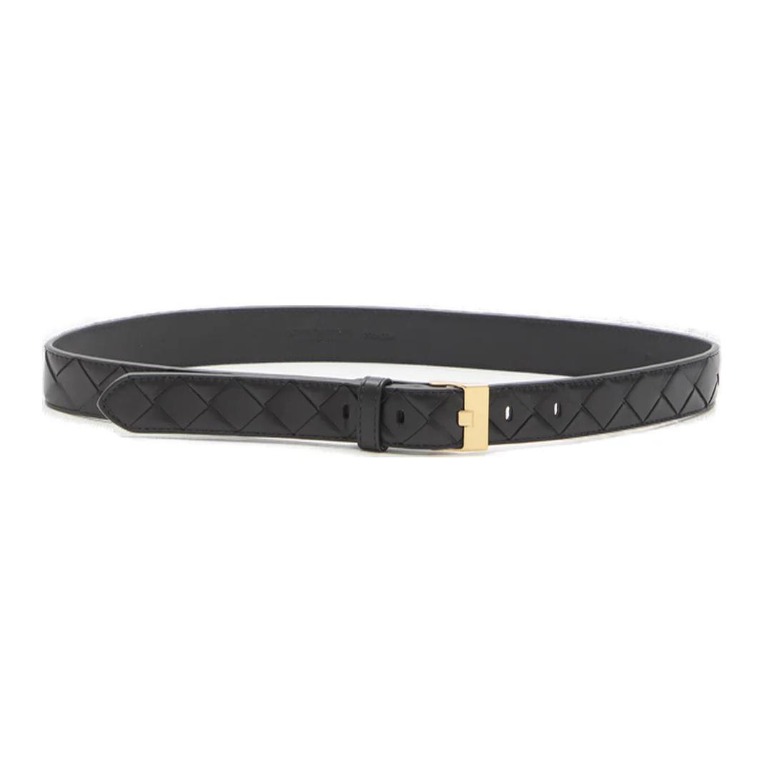 Bottega Veneta Bottega Veneta Lambskin Leather Belts Women's Black Width: 2.5cm