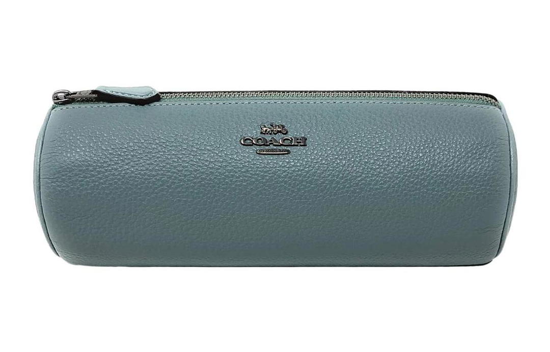 Coach Coach Makeup Brush Holder Pebbled Leather Pen Case Clutch Pillow Bag Makeup Bag Medium Size Women's
