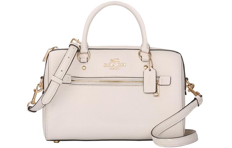 Coach Coach Rowan Leather Boston Bag Bucket Bag Shoulder Bag Handbag Crossbody Bag Large Size Women's Chalk White